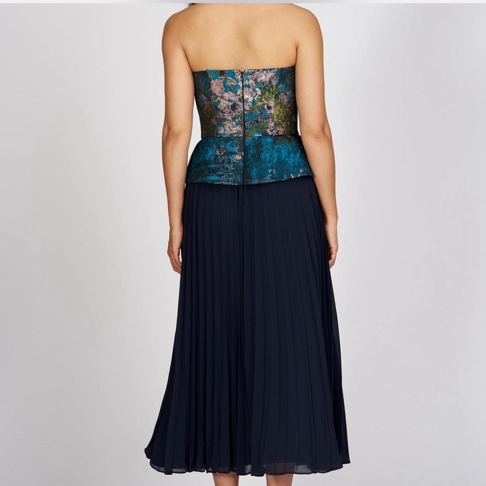 Kay Unger Blue and Black Strapless Maxi Dress - Picture 4 of 7